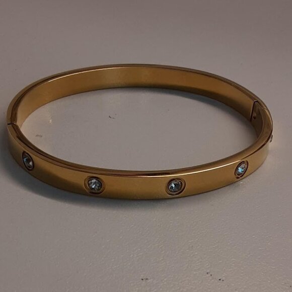 Faux Gold and  Diamond accent Bangle - Picture 1 of 5